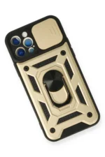 Uray store Apple iPhone 12 Pro Kılıf Pars Lens Yüzüklü Silikon - Gold - Görsel 3