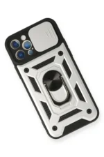 Uray store Apple iPhone 12 Pro Kılıf Pars Lens Yüzüklü Silikon - Gümüş - Görsel 3