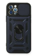 Uray store Apple iPhone 12 Pro Kılıf Pars Lens Yüzüklü Silikon - Lacivert