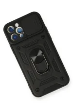 Uray store Apple iPhone 12 Pro Kılıf Pars Lens Yüzüklü Silikon - Siyah - Görsel 3