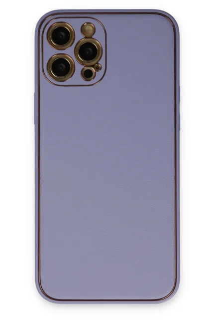 Uray store Apple iPhone 12 Pro Max Kılıf Coco Deri Silikon Kapak - Açık Lila