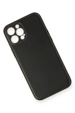 Uray store Apple iPhone 12 Pro Max Kılıf Coco Deri Silikon Kapak - Siyah - Görsel 2