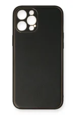 Uray store Apple iPhone 12 Pro Max Kılıf Coco Deri Silikon Kapak - Siyah