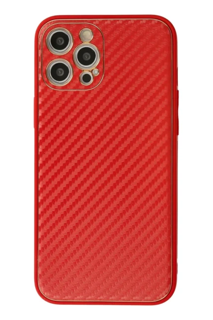 Uray store Apple iPhone 12 Pro Max Kılıf Coco Karbon Silikon - Kırmızı