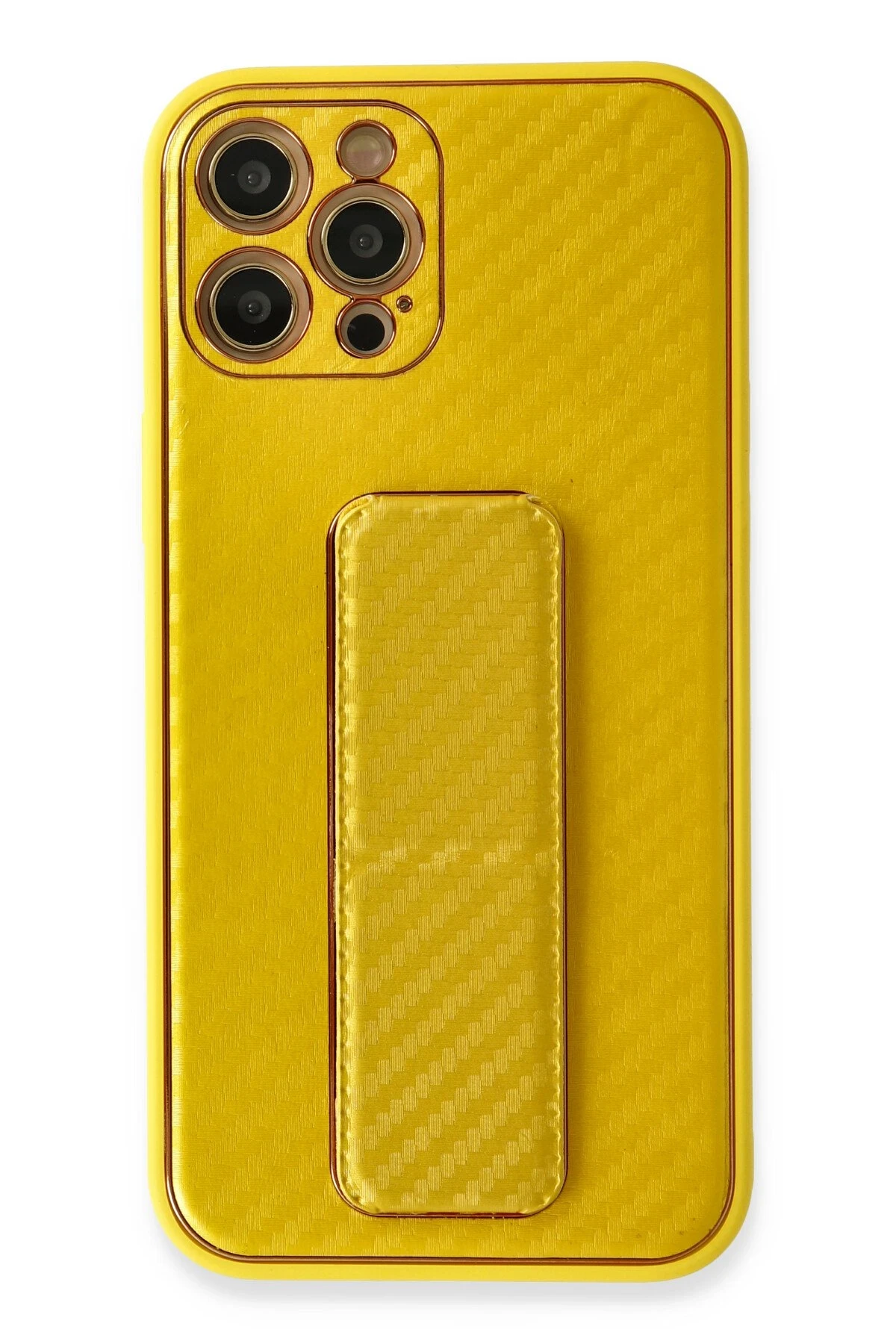 newface-iphone-12-pro-max-kilif-coco-karbon-standli-kapak-sari-default Uray store Apple iPhone 12 Pro Max Kılıf Coco Karbon Standlı Kapak - Sarı - Görsel 1