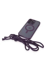 Uray store Apple iPhone 12 Pro Max Kılıf Divo Lazer Askılı Magsafe Kapak - Derin Mor - Görsel 6