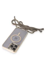 Uray store Apple iPhone 12 Pro Max Kılıf Divo Lazer Askılı Magsafe Kapak - Gold - Görsel 5