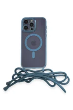 Uray store Apple iPhone 12 Pro Max Kılıf Divo Lazer Askılı Magsafe Kapak - Sierra Blue