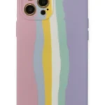 Uray store Apple iPhone 12 Pro Max Kılıf Ebruli Lansman Silikon - Pembe-Lila