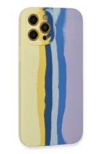 Uray store Apple iPhone 12 Pro Max Kılıf Ebruli Lansman Silikon - Sarı-Lila - Görsel 3