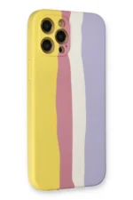 Uray store Apple iPhone 12 Pro Max Kılıf Ebruli Lansman Silikon - Sarı-Mavi - Görsel 3