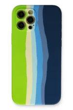 Uray store Apple iPhone 12 Pro Max Kılıf Ebruli Lansman Silikon - Yeşil-Koyu Yeşil