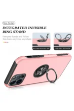 Uray store Apple iPhone 12 Pro Max Kılıf Elit Yüzüklü Kapak - Pembe - Görsel 3