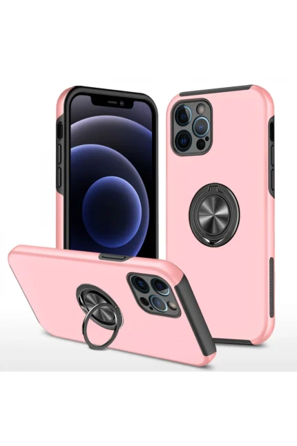 Uray store Apple iPhone 12 Pro Max Kılıf Elit Yüzüklü Kapak - Pembe