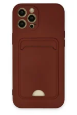Uray store Apple iPhone 12 Pro Max Kılıf Kelvin Kartvizitli Silikon - Bordo
