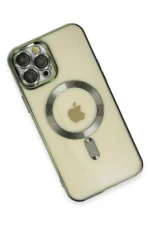 Uray store Apple iPhone 12 Pro Max Kılıf Kross Magneticsafe Kapak - Koyu Yeşil - Görsel 3