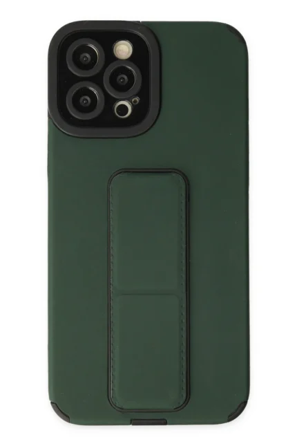 Uray store Apple iPhone 12 Pro Max Kılıf Mega Standlı Silikon - Yeşil