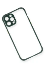 Uray store Apple iPhone 12 Pro Max Kılıf Miami Şeffaf Silikon - Koyu Yeşil - Görsel 3