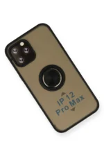 Uray store Apple iPhone 12 Pro Max Kılıf Montreal Yüzüklü Silikon Kapak - Siyah - Görsel 3
