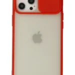 Uray store Apple iPhone 12 Pro Max Kılıf Palm Buzlu Kamera Sürgülü Silikon - Kırmızı