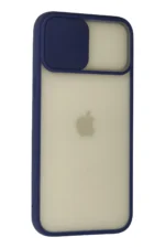 Uray store Apple iPhone 12 Pro Max Kılıf Palm Buzlu Kamera Sürgülü Silikon - Lacivert - Görsel 3