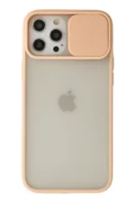 Uray store Apple iPhone 12 Pro Max Kılıf Palm Buzlu Kamera Sürgülü Silikon - Pembe