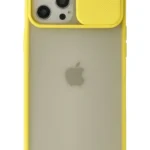 Uray store Apple iPhone 12 Pro Max Kılıf Palm Buzlu Kamera Sürgülü Silikon - Sarı