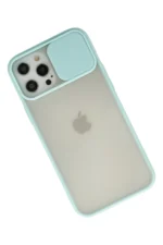 Uray store Apple iPhone 12 Pro Max Kılıf Palm Buzlu Kamera Sürgülü Silikon - Turkuaz - Görsel 2