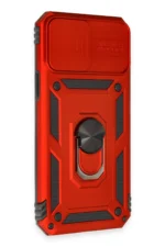 Uray store Apple iPhone 12 Pro Max Kılıf Pars Lens Yüzüklü Silikon - Kırmızı - Görsel 2