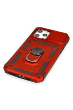 Uray store Apple iPhone 12 Pro Max Kılıf Pars Lens Yüzüklü Silikon - Kırmızı - Görsel 4