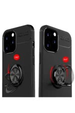 Uray store Apple iPhone 12 Pro Max Kılıf Range Yüzüklü Silikon - Siyah-Kırmızı - Görsel 3