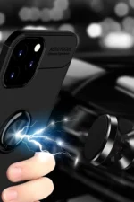 Uray store Apple iPhone 12 Pro Max Kılıf Range Yüzüklü Silikon - Siyah-Kırmızı - Görsel 4
