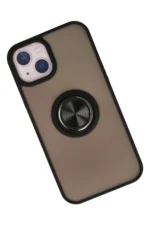 Uray store Apple iPhone 13 Kılıf Montreal Yüzüklü Silikon Kapak - Siyah - Görsel 2