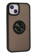 Uray store Apple iPhone 13 Kılıf Montreal Yüzüklü Silikon Kapak - Siyah - Görsel 3