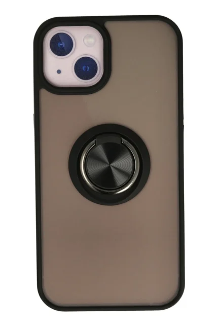 Uray store Apple iPhone 13 Kılıf Montreal Yüzüklü Silikon Kapak - Siyah