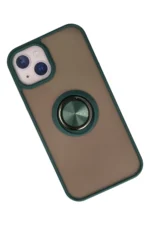 Uray store Apple iPhone 13 Kılıf Montreal Yüzüklü Silikon Kapak - Yeşil - Görsel 2