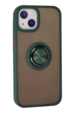 Uray store Apple iPhone 13 Kılıf Montreal Yüzüklü Silikon Kapak - Yeşil - Görsel 3
