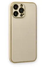 Uray store Apple iPhone 13 Pro Kılıf Coco Deri Silikon Kapak - Gold - Görsel 2