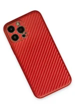 Uray store Apple iPhone 13 Pro Kılıf Coco Karbon Silikon - Kırmızı - Görsel 2
