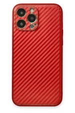 Uray store Apple iPhone 13 Pro Kılıf Coco Karbon Silikon - Kırmızı