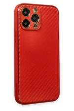 Uray store Apple iPhone 13 Pro Kılıf Coco Karbon Silikon - Kırmızı - Görsel 3