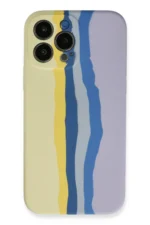Uray store Apple iPhone 13 Pro Kılıf Ebruli Lansman Silikon - Sarı-Lila