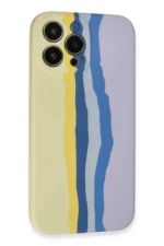 Uray store Apple iPhone 13 Pro Kılıf Ebruli Lansman Silikon - Sarı-Lila - Görsel 3