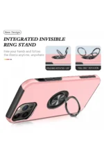 Uray store Apple iPhone 13 Pro Kılıf Elit Yüzüklü Kapak - Pembe - Görsel 3