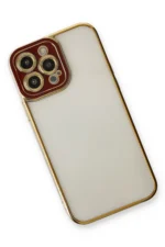 Uray store Apple iPhone 13 Pro Kılıf Liva Lens Silikon - Bordo - Görsel 3