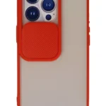 Uray store Apple iPhone 13 Pro Kılıf Palm Buzlu Kamera Sürgülü Silikon - Kırmızı