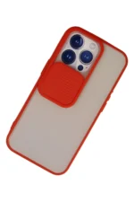Uray store Apple iPhone 13 Pro Kılıf Palm Buzlu Kamera Sürgülü Silikon - Kırmızı - Görsel 3