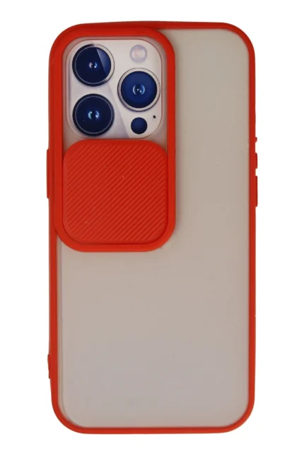 Uray store Apple iPhone 13 Pro Kılıf Palm Buzlu Kamera Sürgülü Silikon - Kırmızı