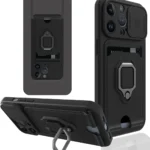 Uray store Apple iPhone 13 Pro Kılıf Zuma Kartvizitli Yüzüklü Silikon - Siyah