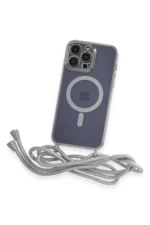Uray store Apple iPhone 13 Pro Max Kılıf Divo Lazer Askılı Magsafe Kapak - Gümüş - Görsel 3